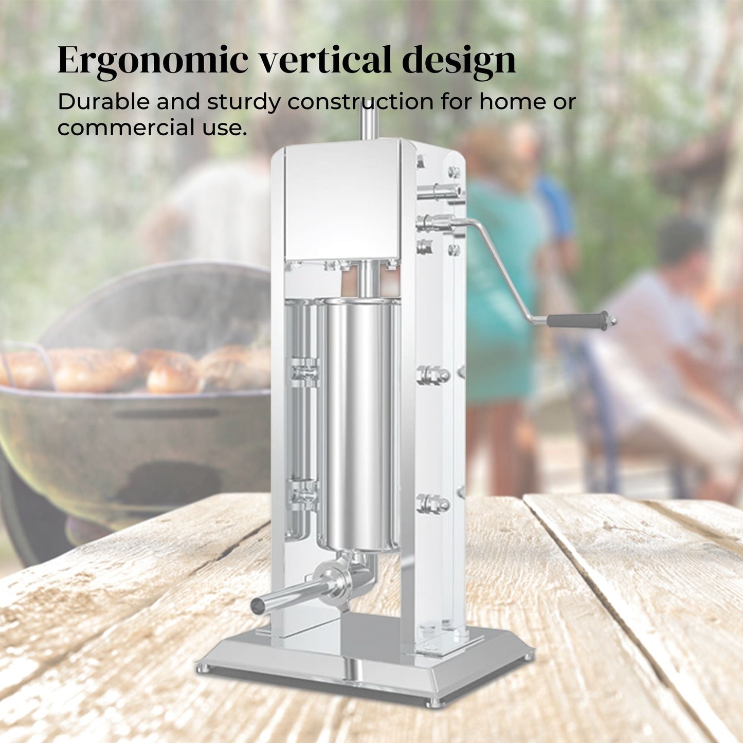 5L Manual Vertical Sausage Filler - Stainless Stuffer Meat Press Machine