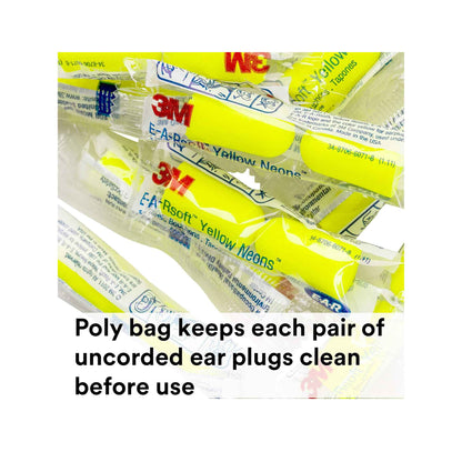 200 Pairs 3M Foam Safety Neon Earplugs Workplace Noise Reduction Disposable Plug