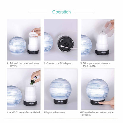 Essential Oil Aroma Diffuser - 100ml Ball Aromatherapy Ultrasonic Humidifier