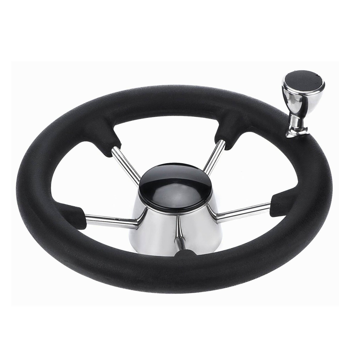 13.5" Boat Steering Wheel With Grip Cover - Stainless Steel 3/4" 5 Spoke With Knob