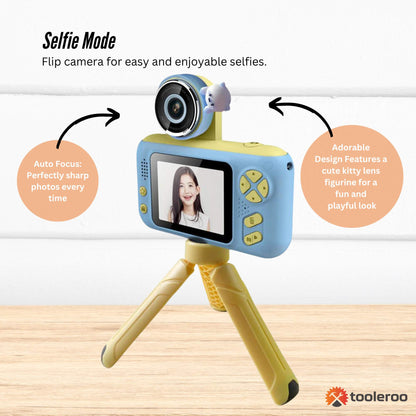 Kids HD Digital Camera Blue - Children's Selfie Photo Video 2.4 Inch Screen