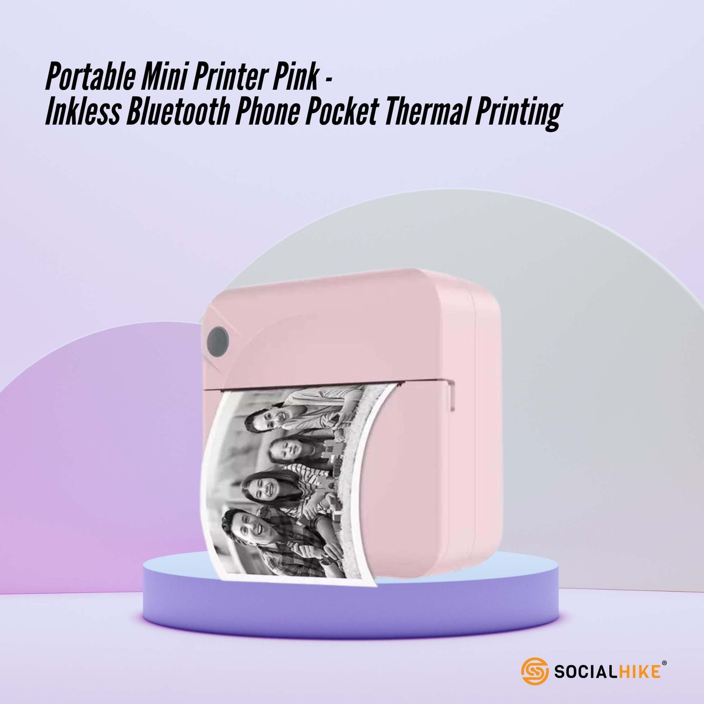 Portable Mini Printer Pink - Inkless Bluetooth Phone Pocket Thermal Printing