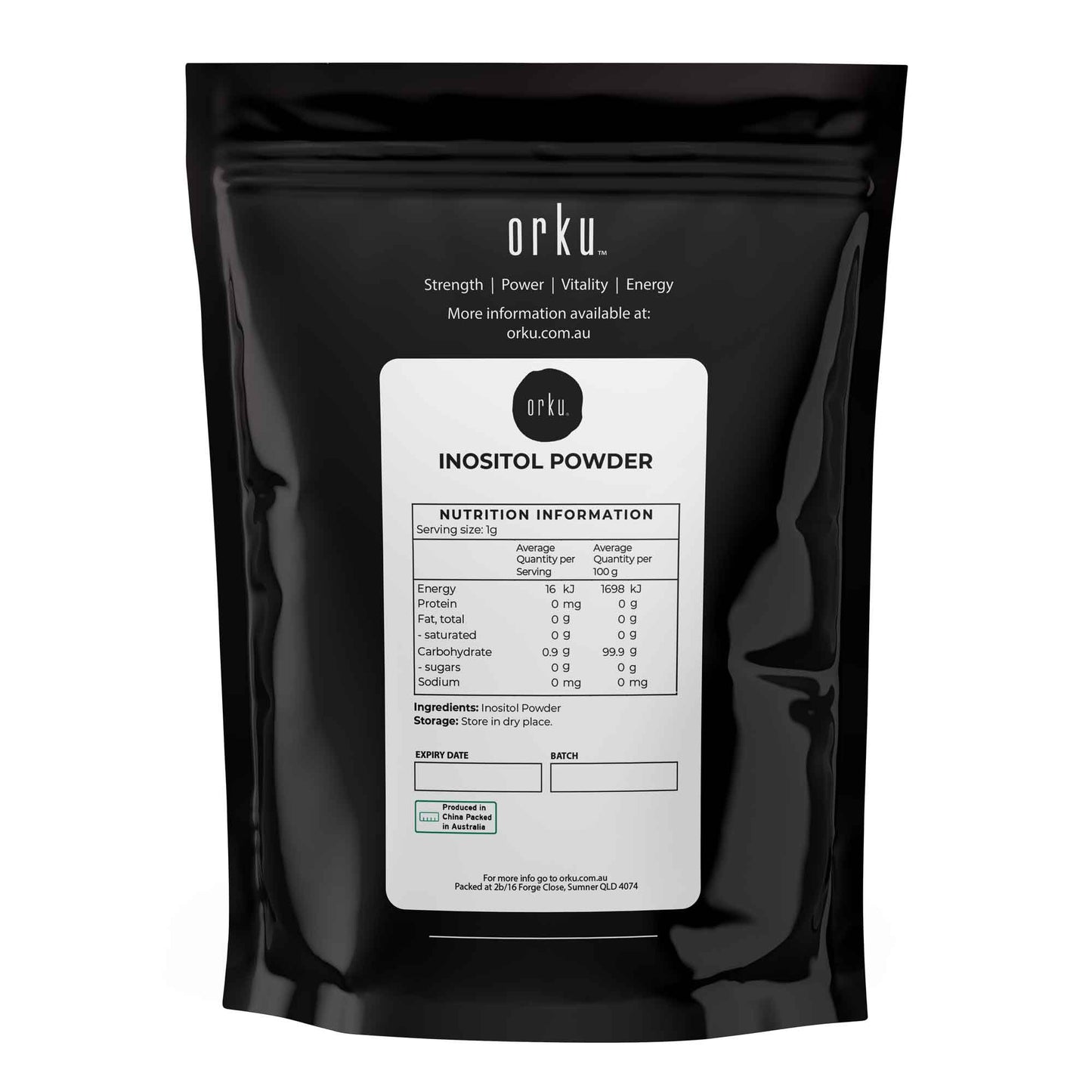 Orku 100g Myo Inositol Powder - Pharmaceutical-Grade Pure Unflavoured Supplement