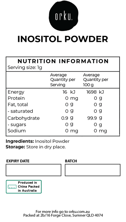 Orku 400g Myo Inositol Powder - Pharmaceutical-Grade Pure Unflavoured Supplement