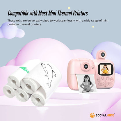 Social Hike 5 Pack Thermal Paper Camera Rolls Sticker - Instant Print Refill