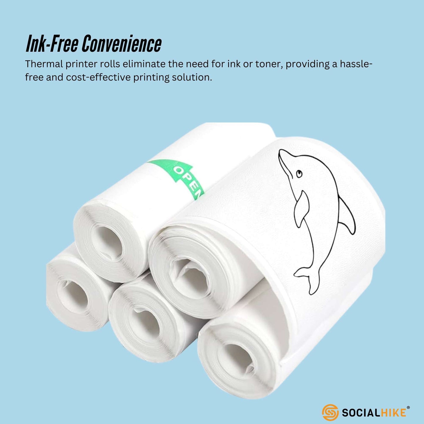 Social Hike 5 Pack Thermal Paper Camera Rolls Sticker - Instant Print Refill