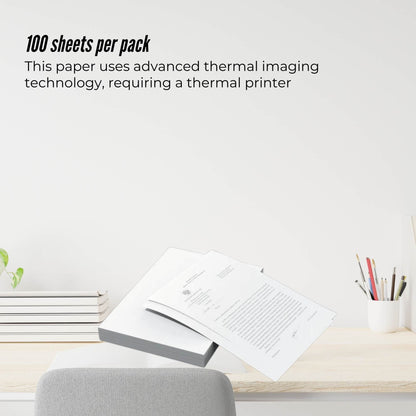 Tooleroo 100x Sheets A4 Thermal Printer Paper White - BPA Free