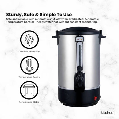 Kitchee 20L Electric Water Boiler - Stainless Steel Commercial Hot Liquid Urn