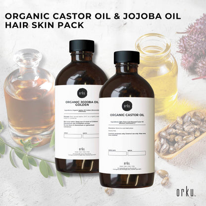 500ml Organic Castor Oil and 500ml Organic Jojoba Oil Pack - Hair Skin