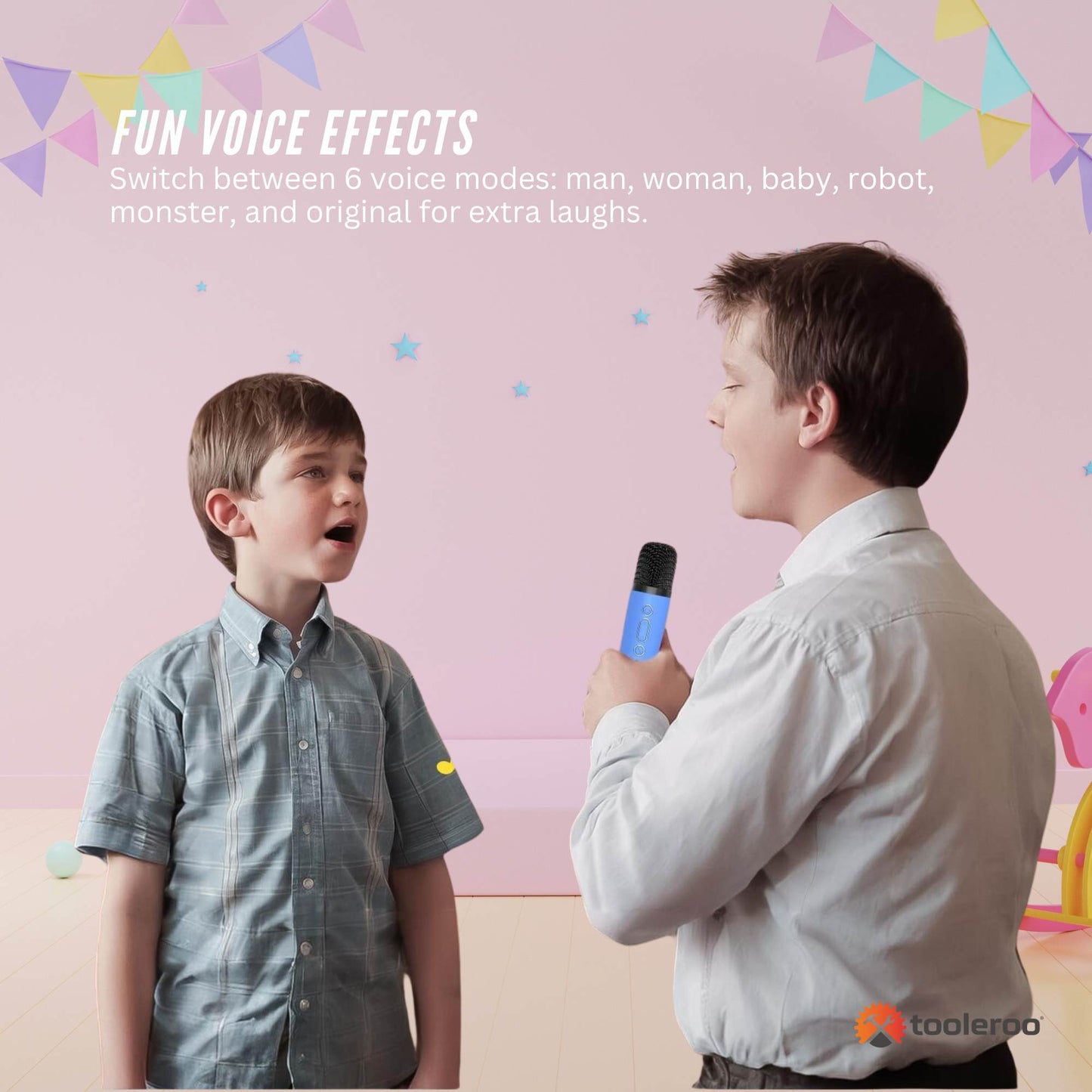 Mini Karaoke Machine and 2x Wireless Microphones Portable Bluetooth Speaker Blue