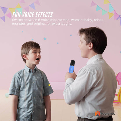 Mini Karaoke Machine and 2x Wireless Microphones Portable Bluetooth Speaker Blue