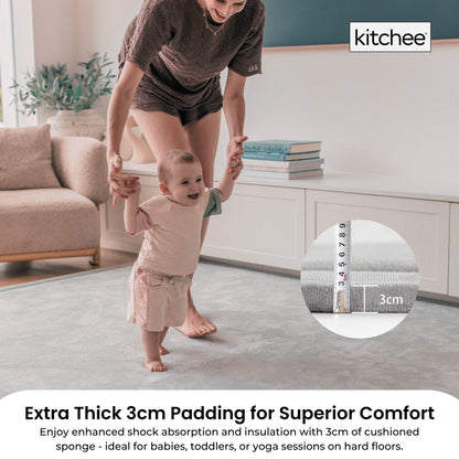 Kitchee Kids Foam Floor Play Mat 150x200cm – Padded Thick Soft Tatami Style Grey