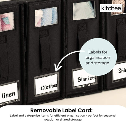 4x Kitchee Foldable Bed Sheet Storage Box – Linen & Closet Organiser Black