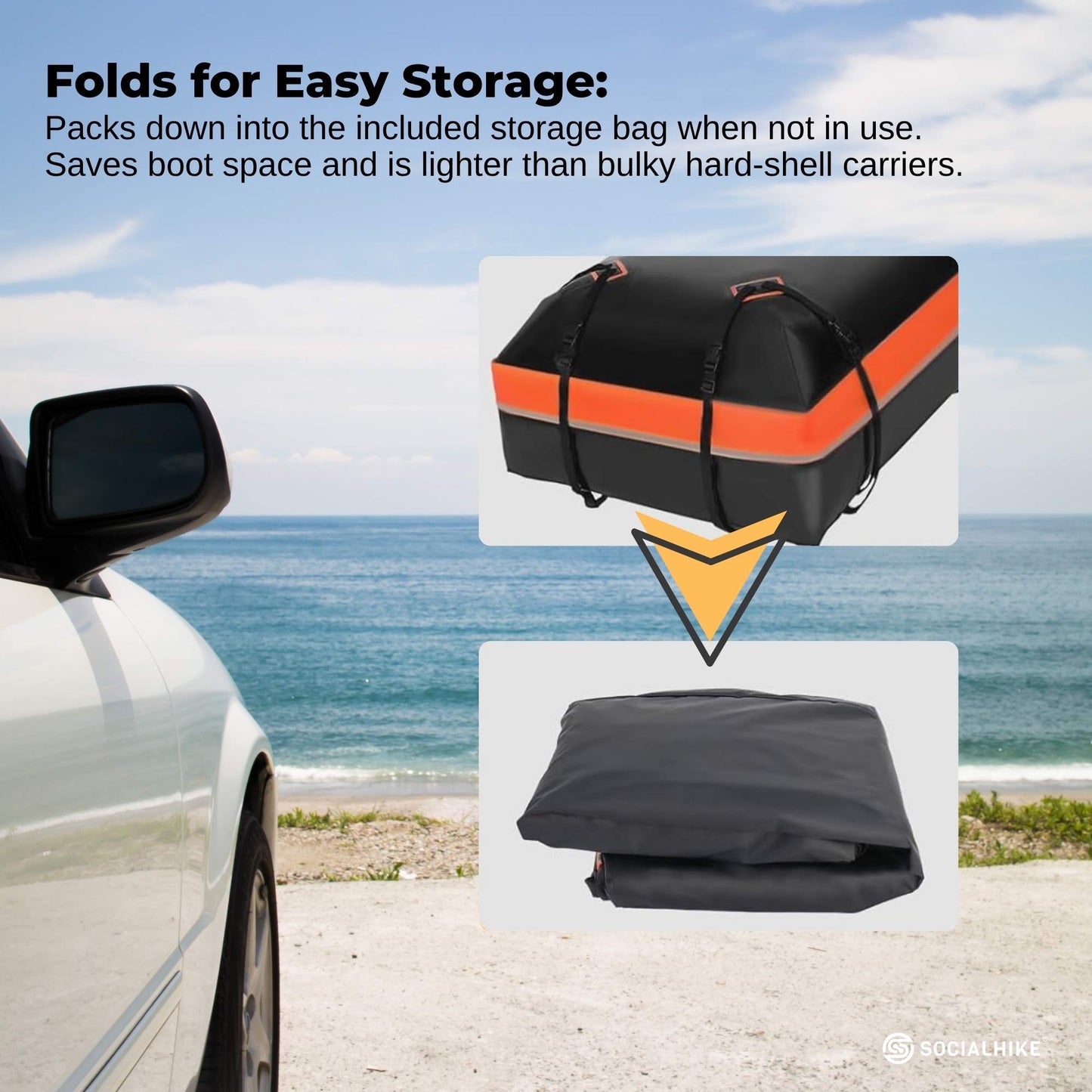 Social Hike 428L Car Rooftop Storage Carrier - Soft-Shell Waterproof Roof Bag