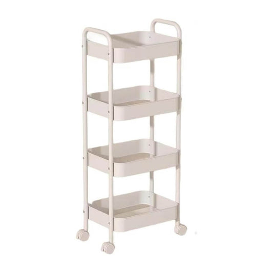 Kitchee 4-Tier Kitchen Storage Cart Trolley with Wheels - Shelf Organiser WHITE