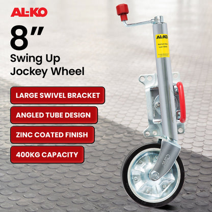 ALKO 8-inch Swing Up Jockey Wheel with Large Swivel Bracket