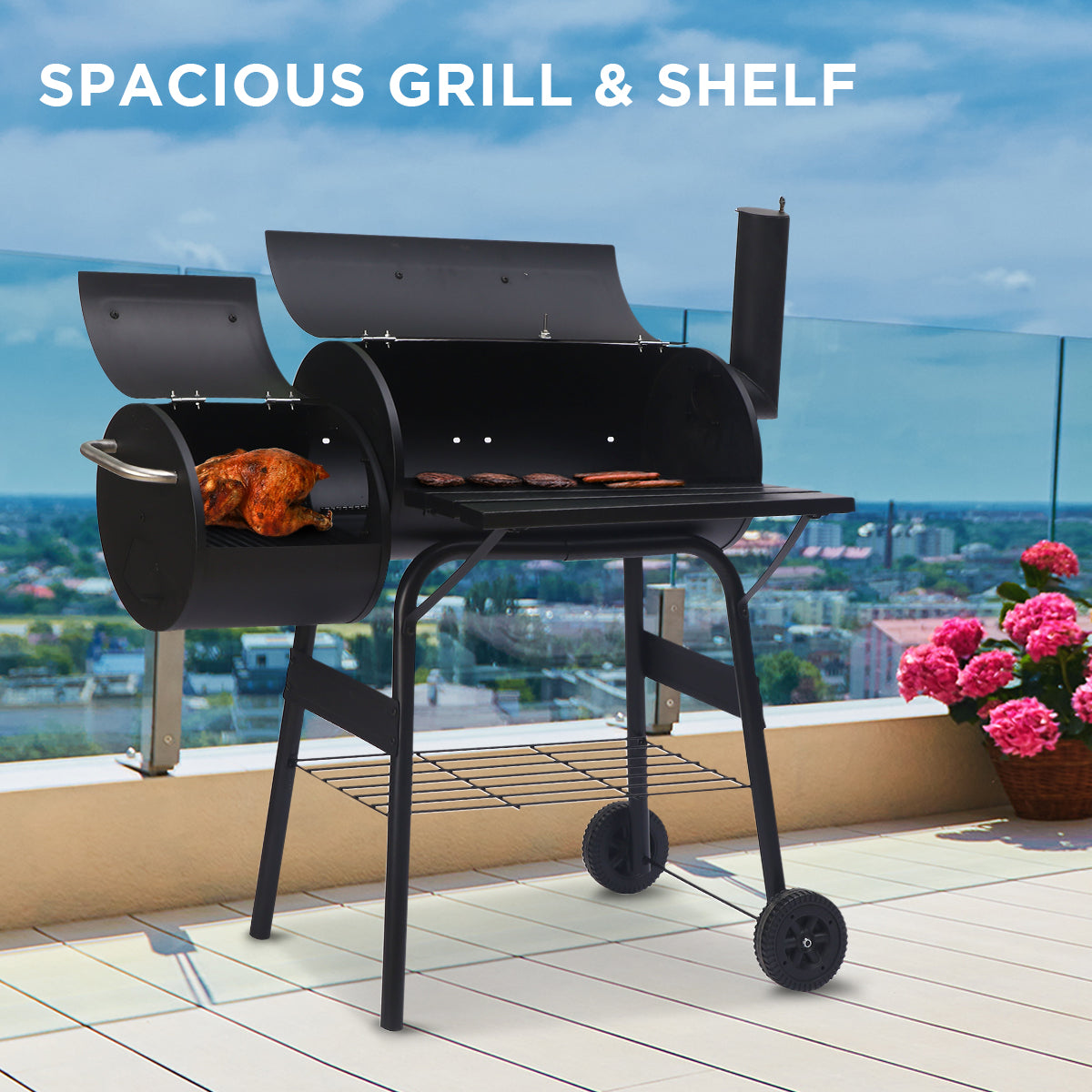 Wallaroo 2-in-1 Outdoor Barbecue Grill & Offset Smoker