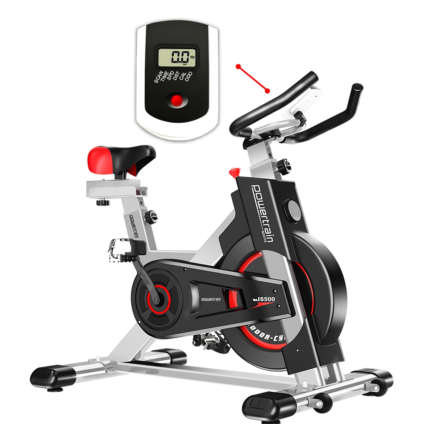 Powertrain IS-500 Heavy-Duty Exercise Spin Bike Electroplated - Silver