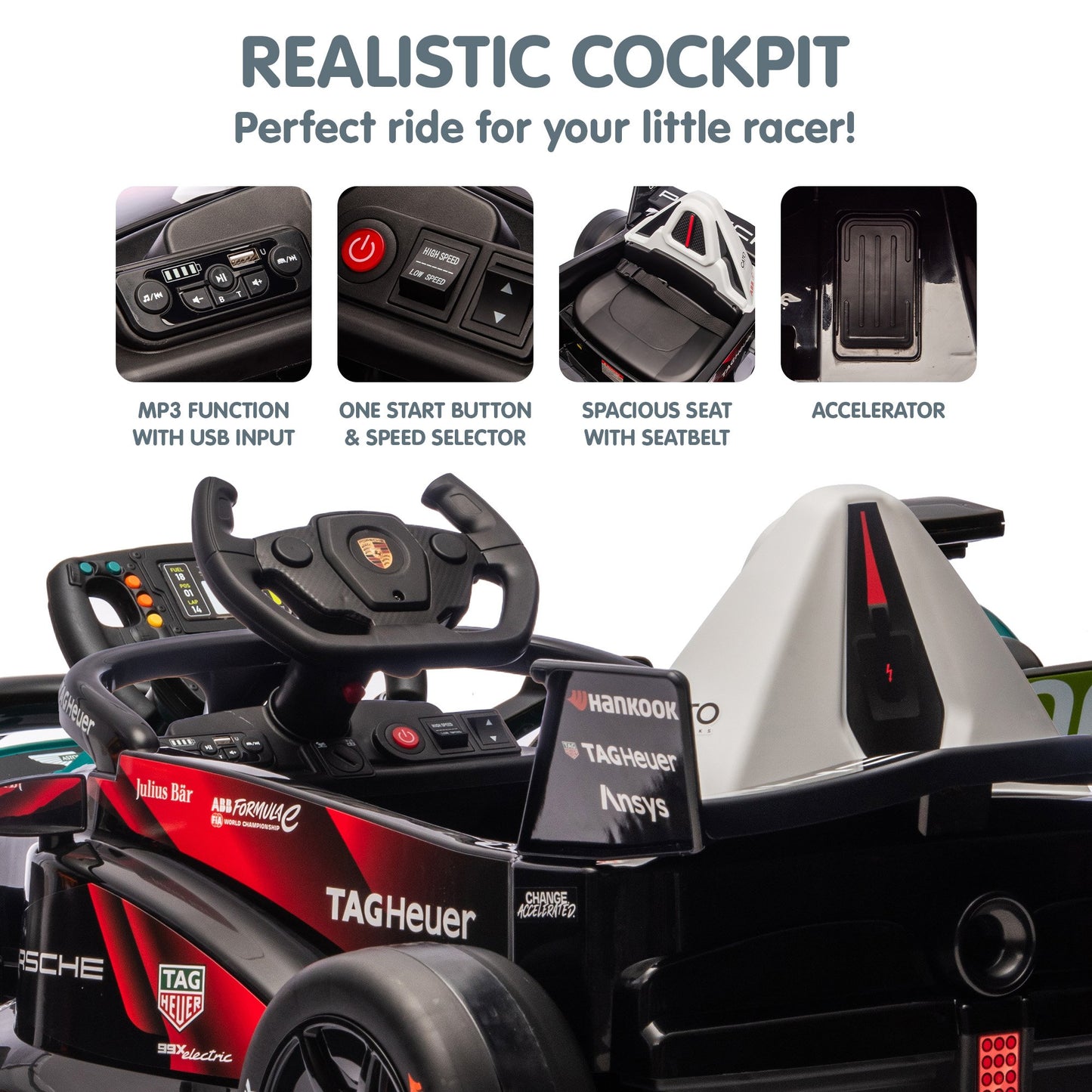 Kahuna Porsche Formula E Kids Electric Ride-on Car With Remote Control