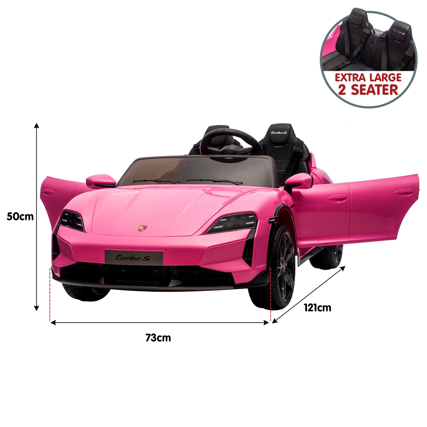Kahuna Porsche Taycan Turbo S Kids Electric Ride On Car w/Remote Control 90W Four Wheel Suspension 2 Seater w/Seat Belt