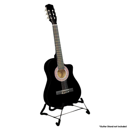 Karrera 38in Cutaway Acoustic Guitar with guitar bag - Black