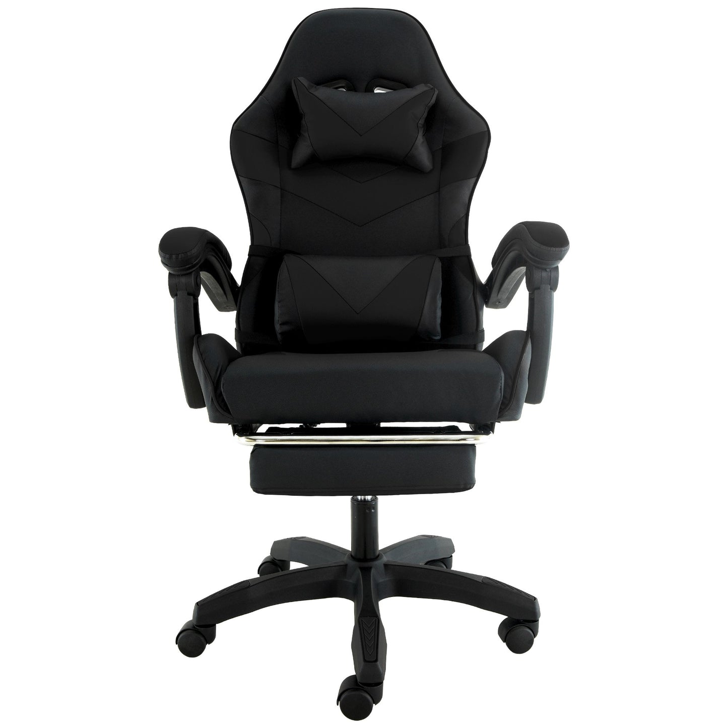 Sarantino Cueva Reclining High Back Office Gaming Chair Black Retractable Footrest Computer Seat