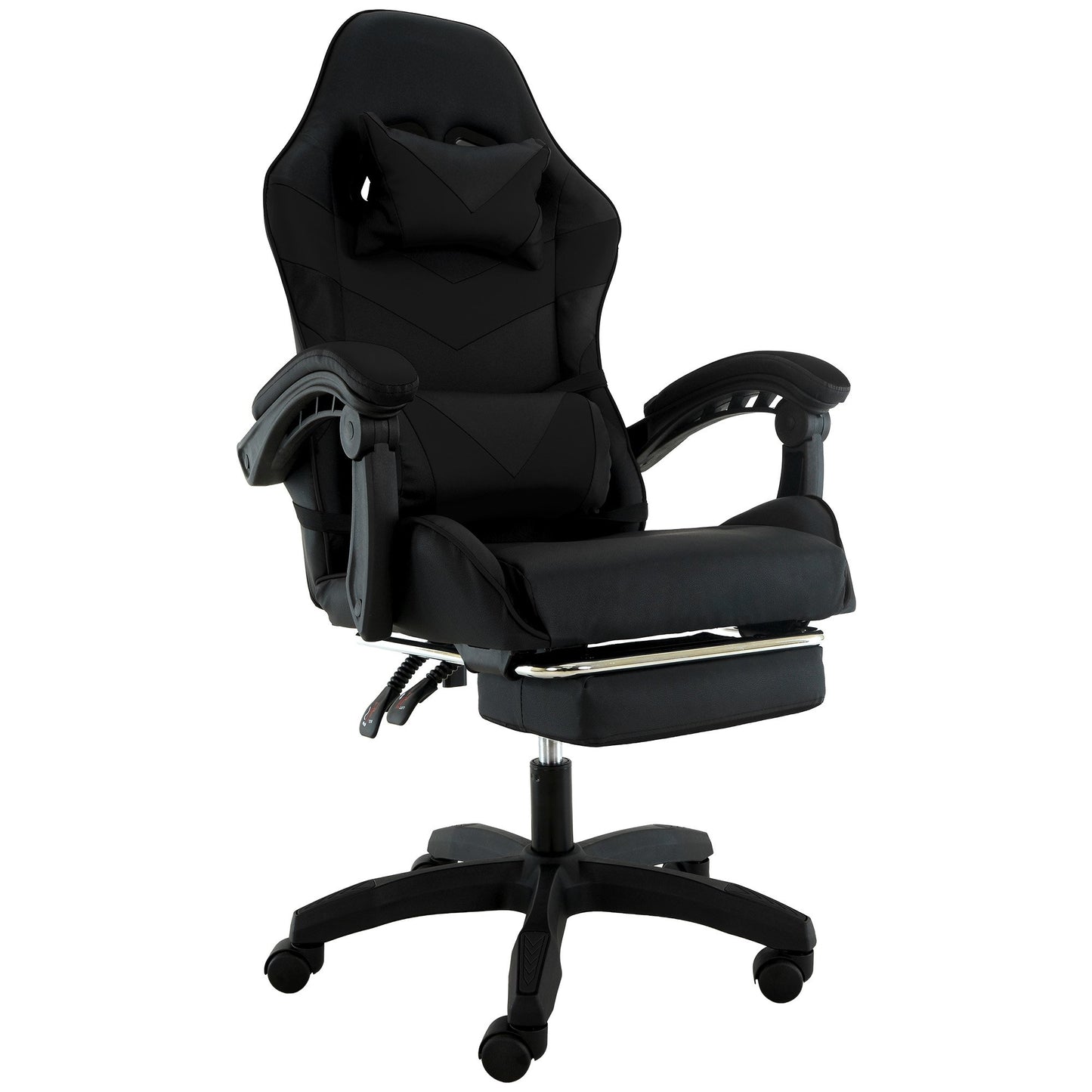Sarantino Cueva Reclining High Back Office Gaming Chair Black Retractable Footrest Computer Seat