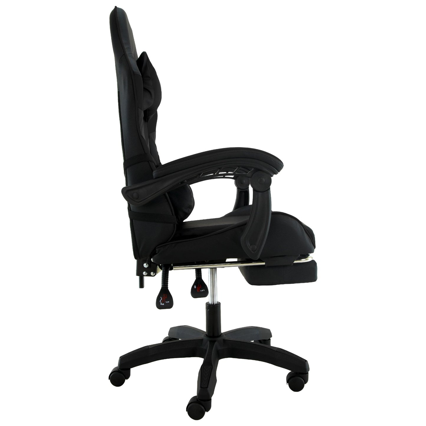 Sarantino Cueva Reclining High Back Office Gaming Chair Black Retractable Footrest Computer Seat