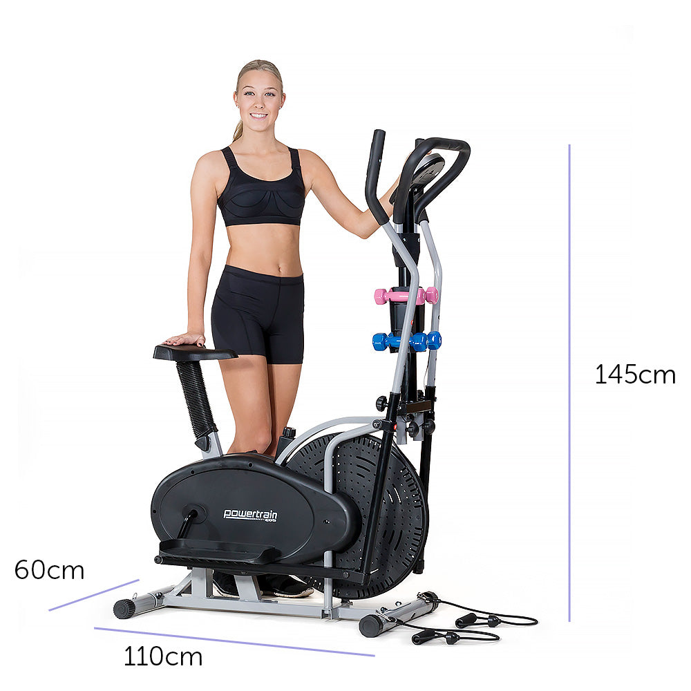 Powertrain 5-in-1 Elliptical Cross Trainer Bike with Dumbbell Sets