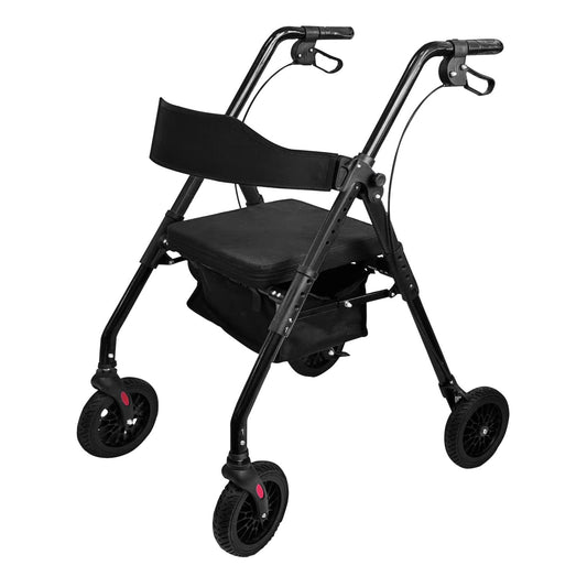 Orthonica Foldable Mobility Steel Rollator 136kg Max Capacity Black