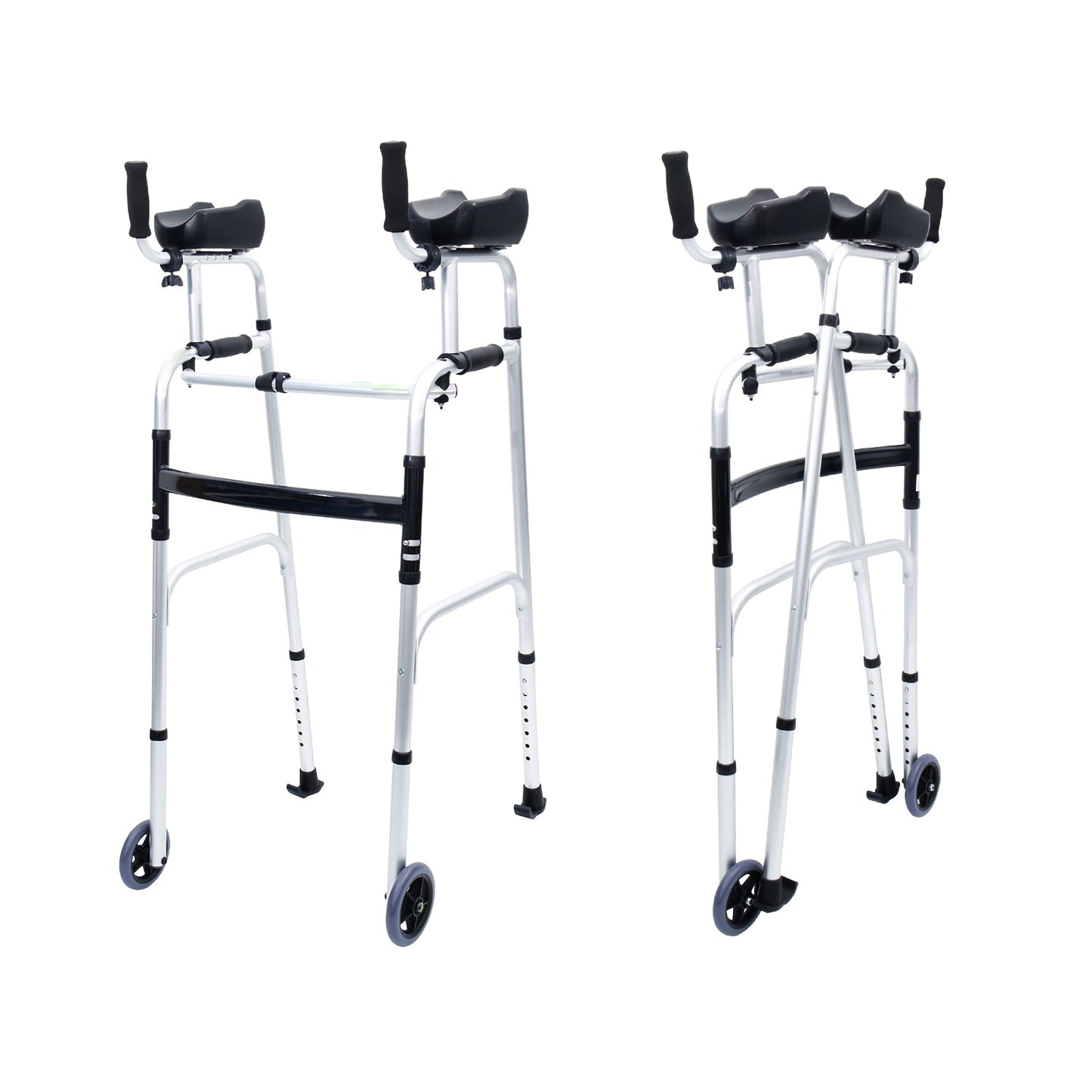 Orthonica Folding Rollator Walker Aluminium Adjustable Handles With Cane Box