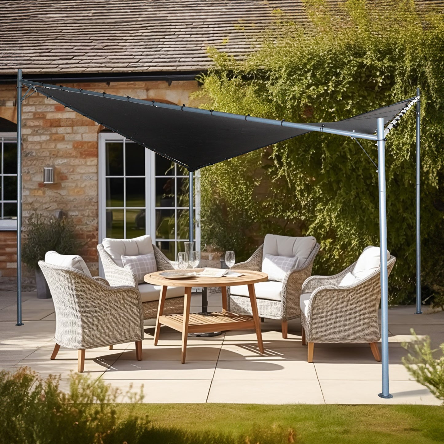 Wallaroo 3x3m Butterfly Steel Gazebo - Charcoal