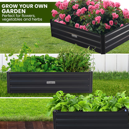 Wallaroo Garden Bed 210 x 90 x 30cm Galvanized Steel - Black