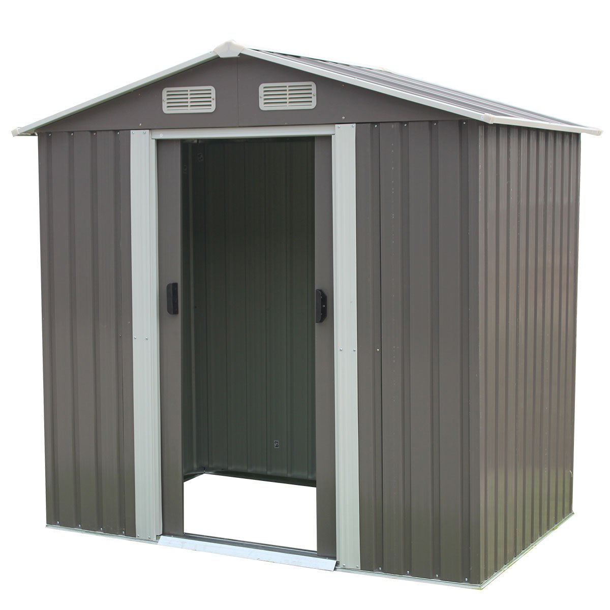 Wallaroo Garden Shed Spire Roof 4ft x 6ft Outdoor Storage Shelter - Grey