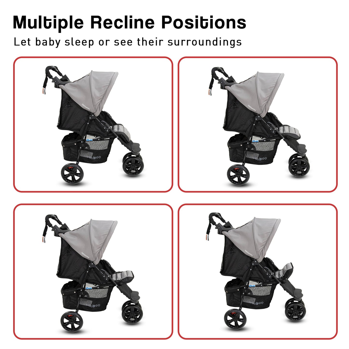 Veebee Navigator Stroller 3-wheel Pram For Newborns To Toddlers - Fauna