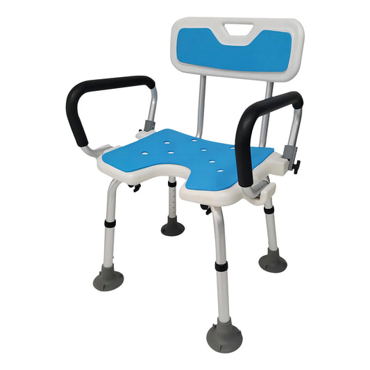 Orthonica Height Adjustable Aluminium Shower Chair With Adjustable Armrests