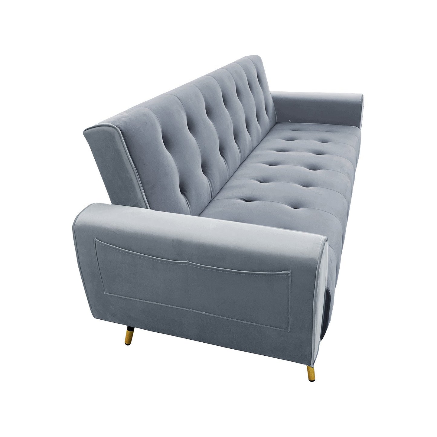 Sarantino Ava 3-seater Tufted Velvet Sofa Bed By Sarantino - Light Grey