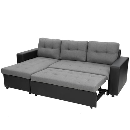 Sarantino Corner Sofa Linen Lounge Couch L-shaped Modular Furniture Home Chaise Grey