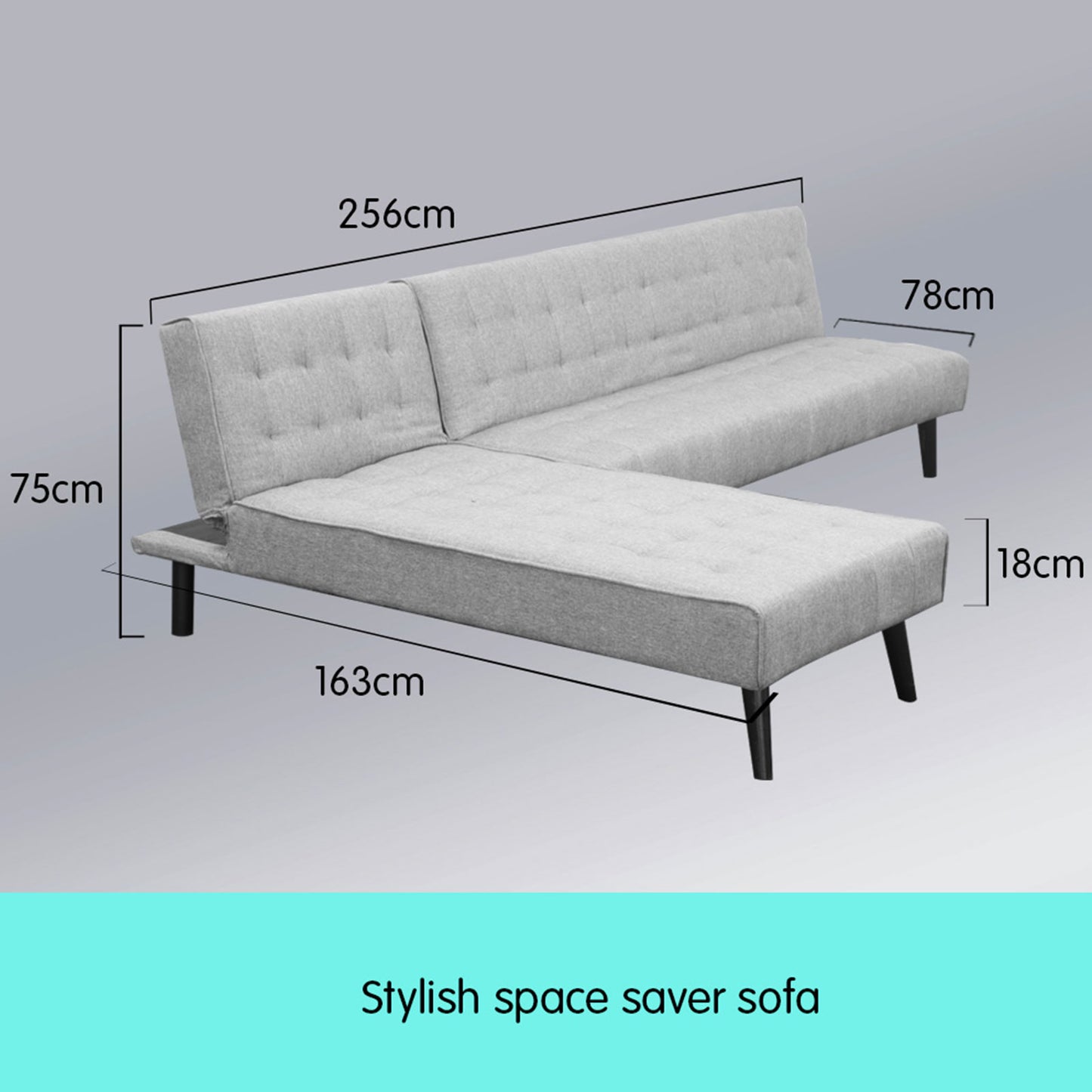 Sarantino 3-seater Corner Sofa Bed With Lounge Chaise Couch Furniture Light Grey