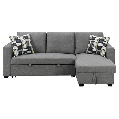 Sarantino Fontana Pullout Sofa Bed with Storage Chaise Lounge - Grey