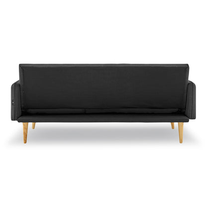 Sarantino 3 Seater Modular Linen Fabric Sofa Bed Couch - Black