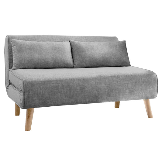 Sarantino 2-Seater Adjustable Sofa Bed Lounge Faux Linen - Grey