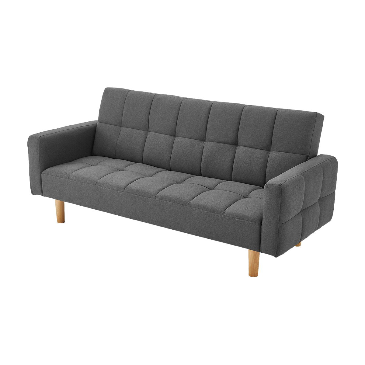 Sarantino 3-Seater Fabric Sofa Bed Futon - Dark Grey