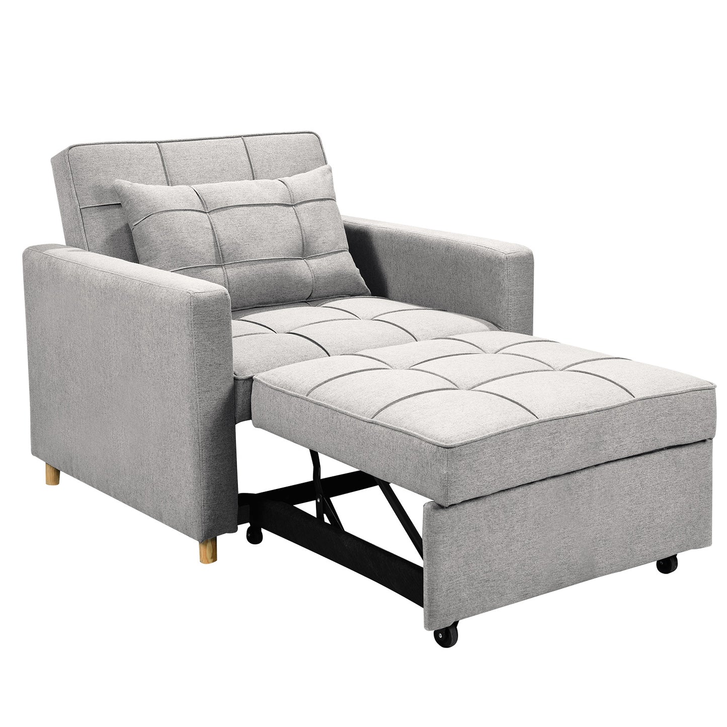 Sarantino Suri 3-in-1 Convertible Sofa Chair Bed Lounger - Light Grey