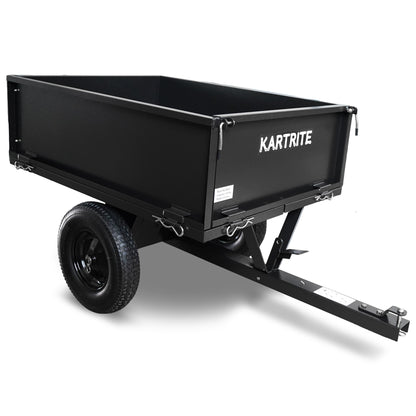 Kartrite Heavy Duty Dump Cart 270kg Capacity Pneumatic Tyres Quick Release Pedal Removable Tailgate Trailer for Garden
