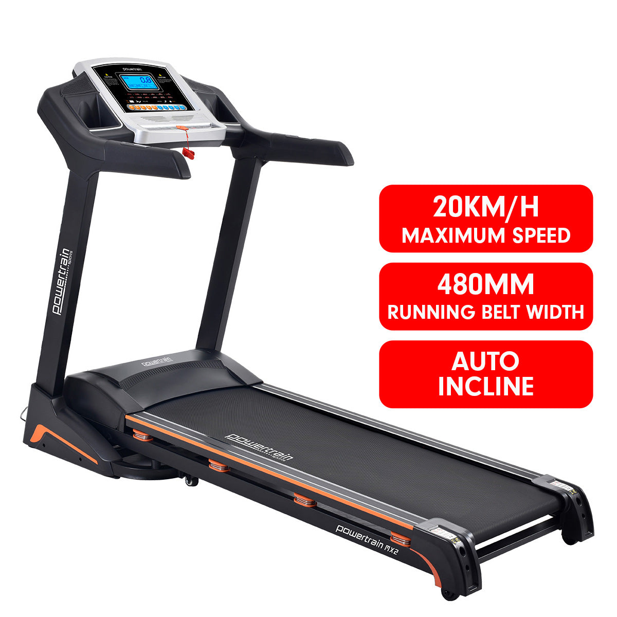 Powertrain MX2 Foldable Home Treadmill Auto Incline Cardio Running