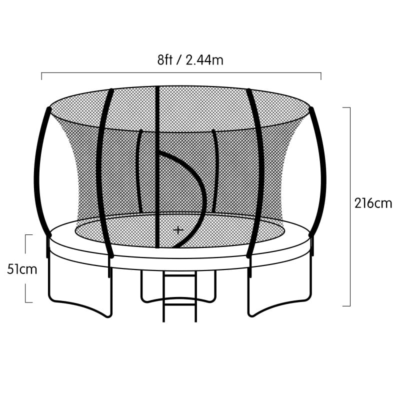 Kahuna 8ft Trampoline Safety Net Spring Pad Cover Mat Ladder Free Basketball Set