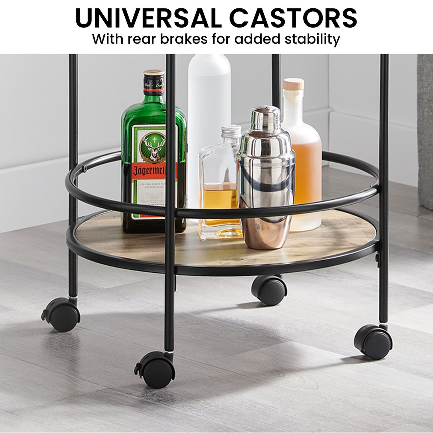 Sarantino Reno Mini Bar Cart Caddy - Grey Oak