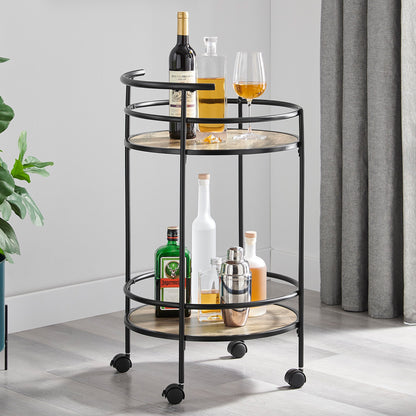 Sarantino Reno Mini Bar Cart Caddy - Grey Oak