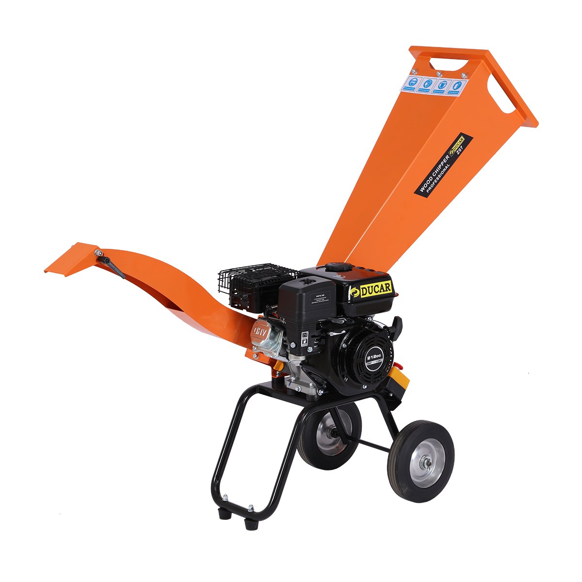 Ducar 7hp Wood Chipper Shredder Mulcher Grinder Petrol Orange